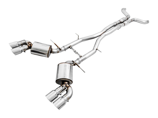 AWE Tuning Touring Edition Cat-back Exhaust for Gen6 Camaro SS / ZL1 - Resonated - Chrome Silver Tips (Quad Outlet) (3015-42092)
