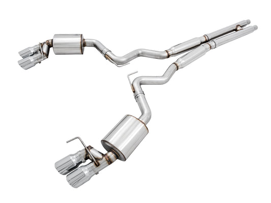 AWE Tuning Touring Edition Cat-back Exhaust for the 2018+ Mustang GT - Quad Chrome Silver Tips (3015-42102)