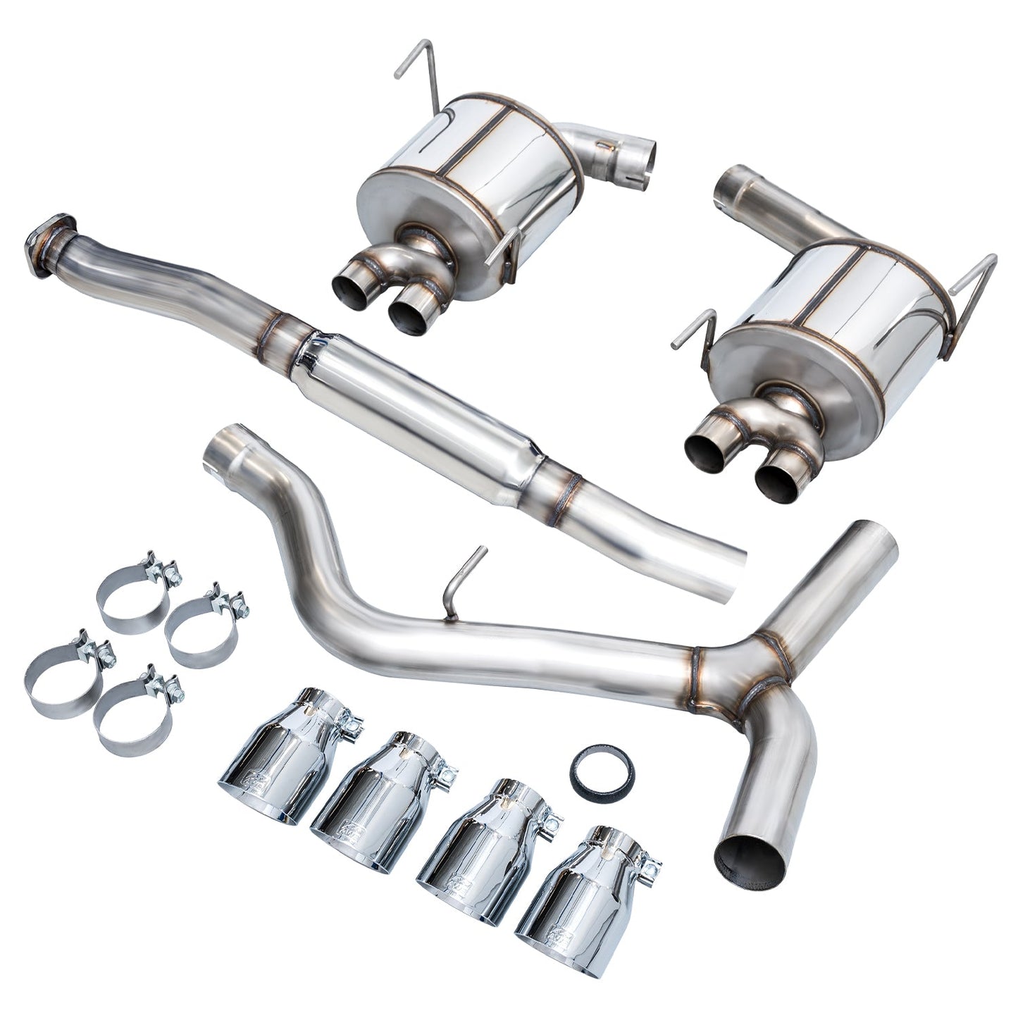 AWE Tuning Touring Edition Exhaust for VA STI / GV WRX / GV STI Sedan - Chrome Silver Quad Tips (102mm) (3015-42104)