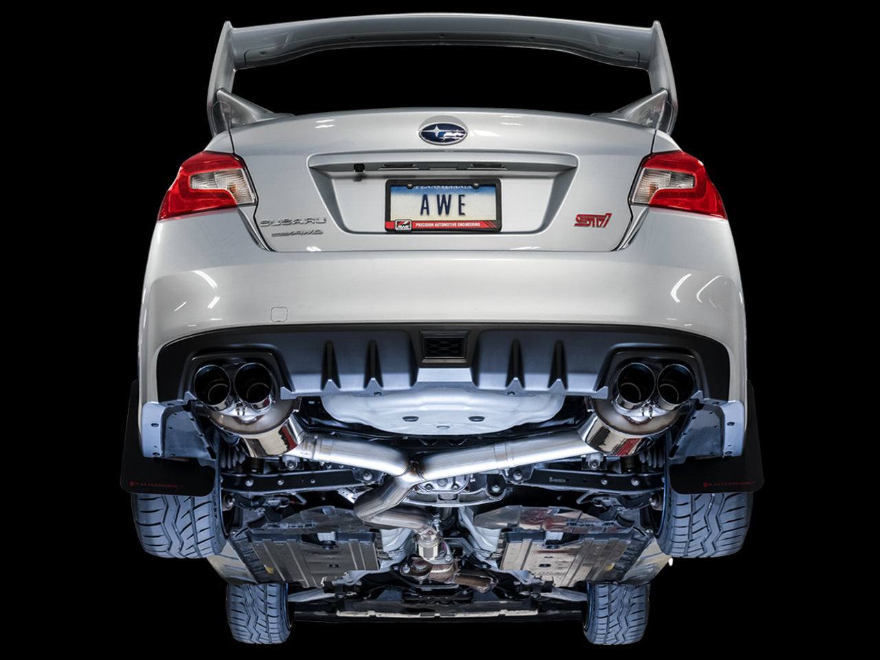 AWE Tuning Touring Edition Exhaust for VA STI / GV WRX / GV STI Sedan - Chrome Silver Quad Tips (102mm) (3015-42104)