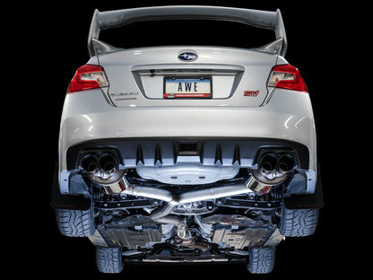 AWE Tuning Touring Edition Exhaust for VA STI / GV WRX / GV STI Sedan - Chrome Silver Quad Tips (102mm) (3015-42104)