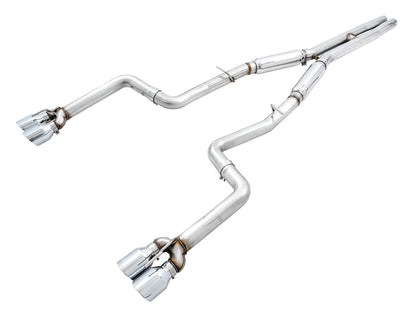 AWE Tuning Track Edition Exhaust for 15+ Challenger 6.4 / 6.2 SC - Chrome Silver Quad Tips (3015-42136)