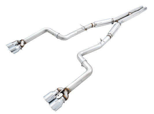 AWE Tuning Track Edition Exhaust for 15+ Challenger 6.4 / 6.2 SC - Chrome Silver Quad Tips (3015-42136)