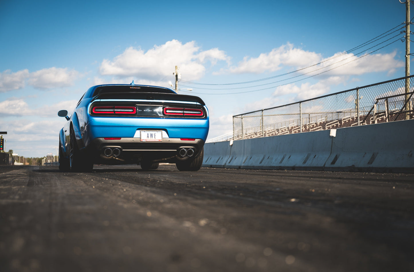 AWE Tuning Track Edition Exhaust for 15+ Challenger 6.4 / 6.2 SC - Chrome Silver Quad Tips (3015-42136)