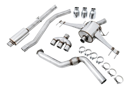 AWE Tuning Touring Edition Exhaust for FK8 Civic Type R (includes Front Pipe and DualPhase Mid Pipe) - Triple Chrome Silver Tips (3015-42666)