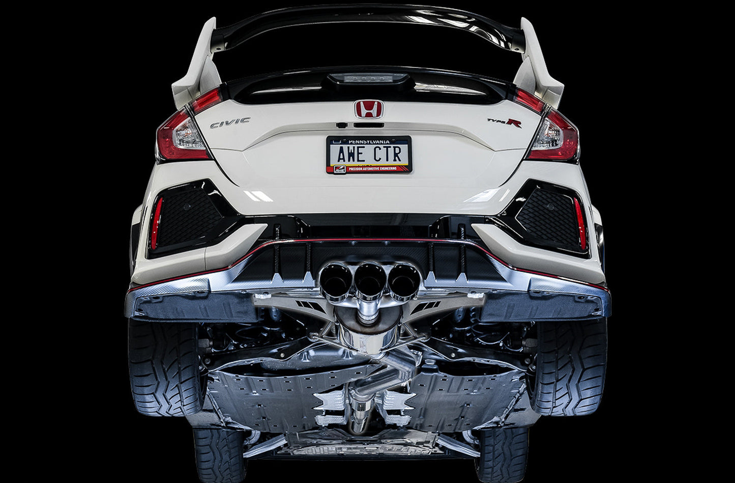 AWE Tuning Touring Edition Exhaust for FK8 Civic Type R (includes Front Pipe and DualPhase Mid Pipe) - Triple Diamond Black Tips (3015-43000)
