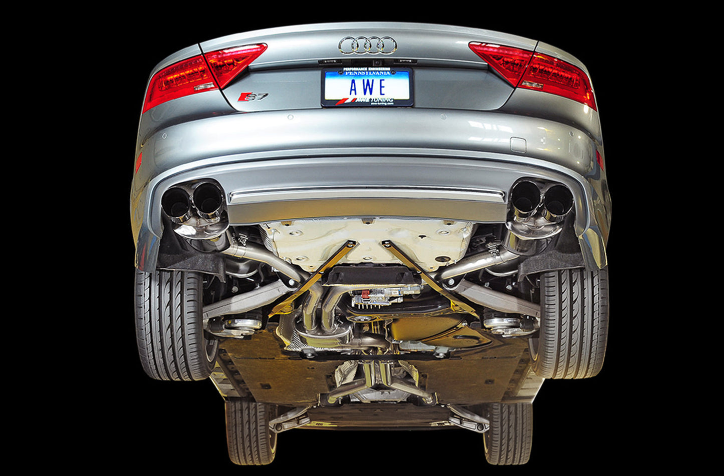 AWE Tuning Touring Edition Exhaust for Audi C7 S7 4.0T - Diamond Black Tips (3015-43014)