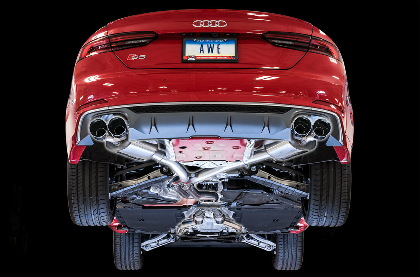 AWE Tuning Touring Edition Exhaust for Audi B9 S5 Coupe - Diamond Black 102mm Tips (3015-43092)