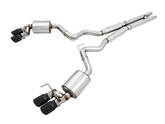 AWE Tuning Touring Edition Cat-back Exhaust for the 2018+ Mustang GT - Quad Diamond Black Tips (3015-43106)