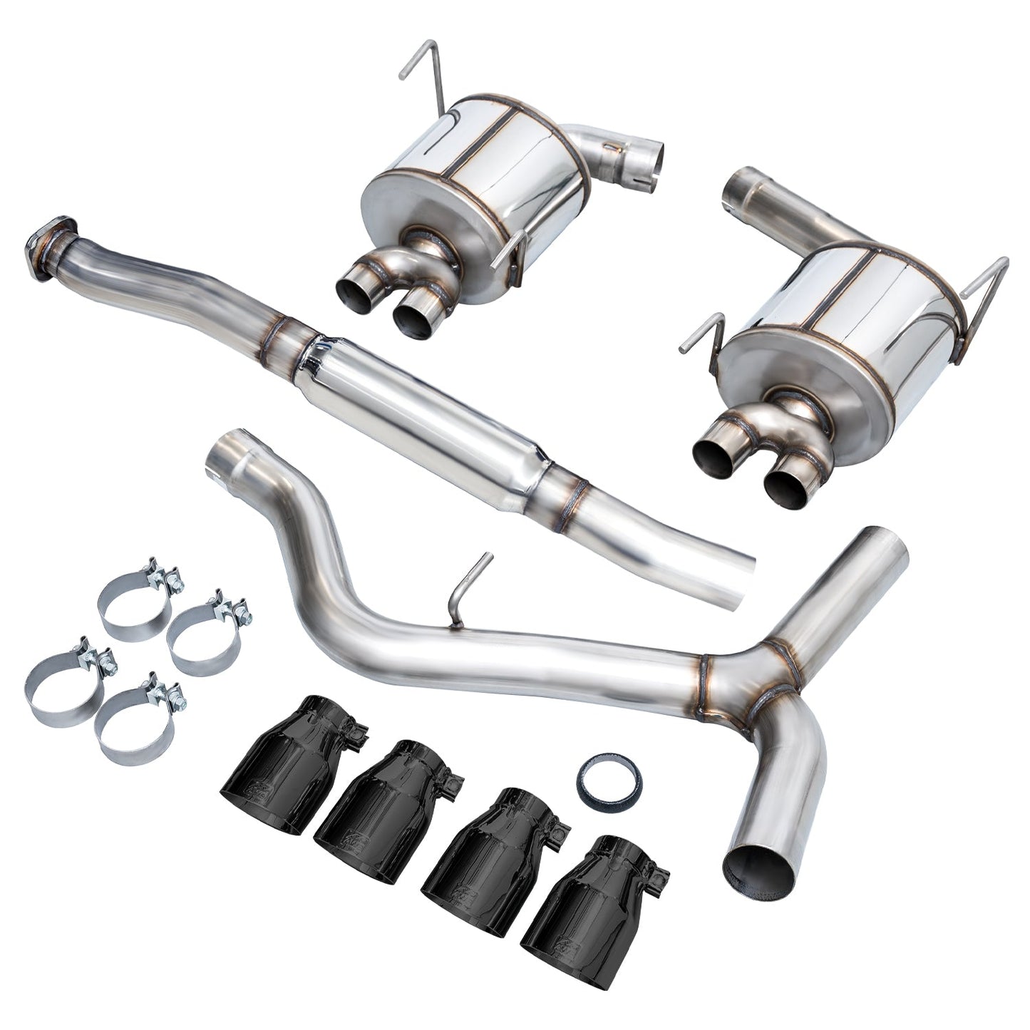 AWE Tuning Touring Edition Exhaust for VA STI / GV WRX / GV STI Sedan - Diamond Black Quad Tips (102mm) (3015-43108)