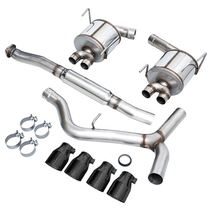 AWE Tuning Touring Edition Exhaust for VA STI / GV WRX / GV STI Sedan - Diamond Black Quad Tips (102mm) (3015-43108)