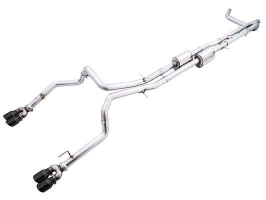 AWE Tuning 0FG Catback Split Rear Exit Exhaust for 4th Gen Silverado/Sierra 1500 6.2L (With Bumper Cutouts) - Quad Diamond Black Tips (3015-43204)