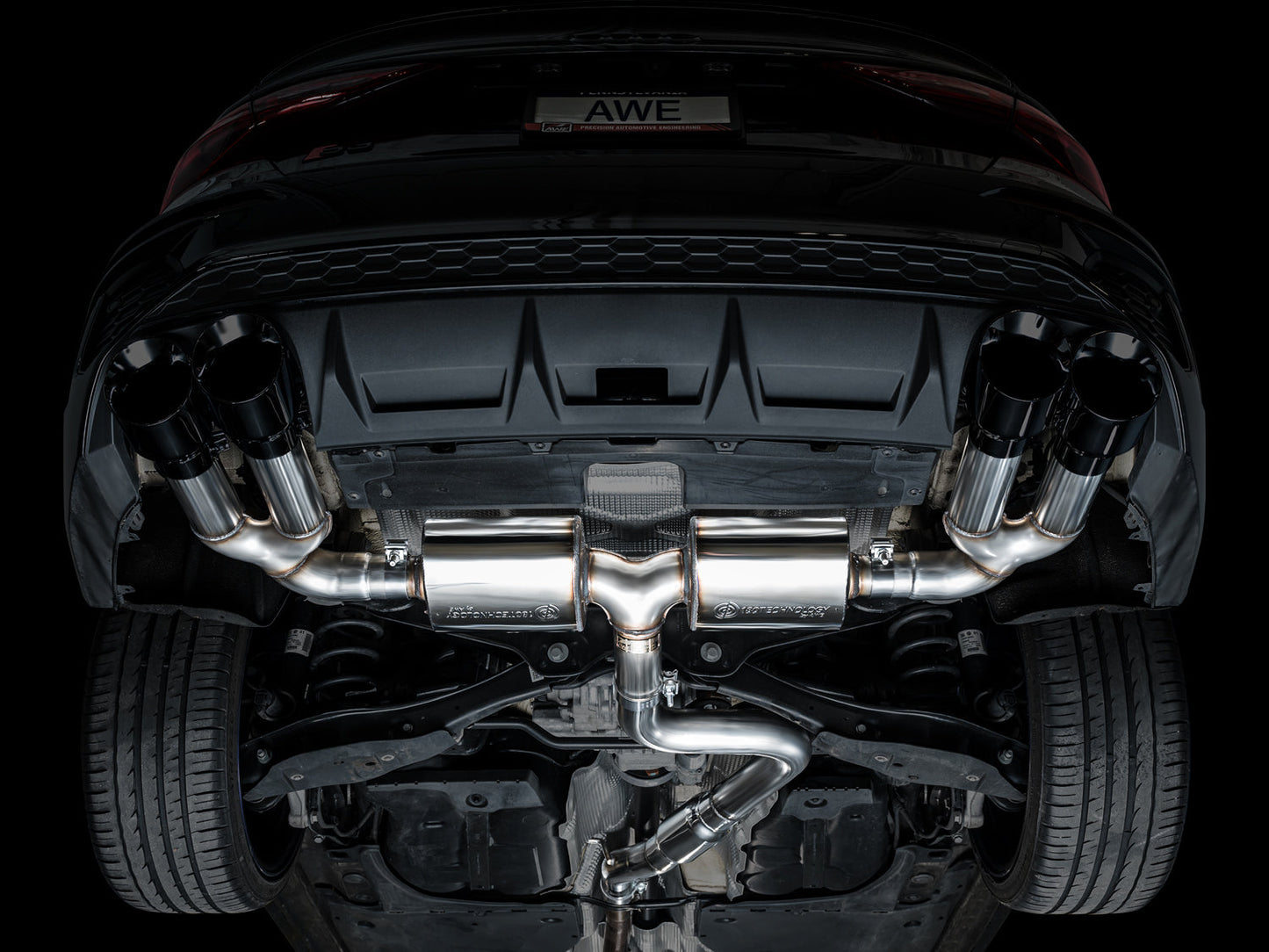 AWE Tuning Touring Edition Exhaust Diamond Black Tips for 22-24 Audi 8Y S3 (3015-43897)