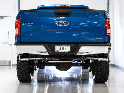 AWE Tuning 0FG Dual Exit Exhaust for '15-'20 F-150 - 5" Chrome Silver Tips (3015-32104)