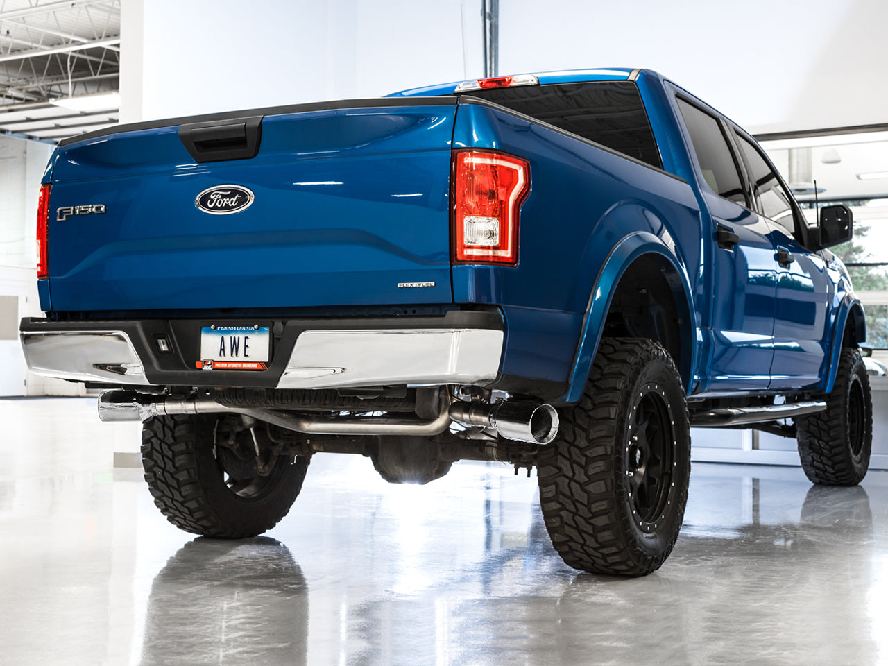 AWE Tuning 0FG Dual Exit Exhaust for '15-'20 F-150 - 5" Chrome Silver Tips (3015-32104)