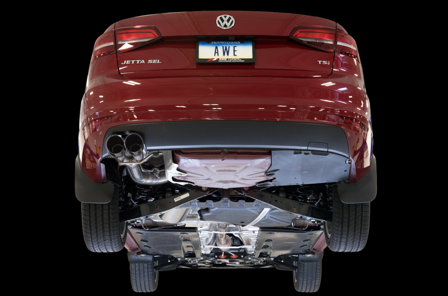 AWE Tuning Track Edition Exhaust for MK6 GLI 2.0T - MK6 Jetta 1.8T - Diamond Black Tips (3020-23028)
