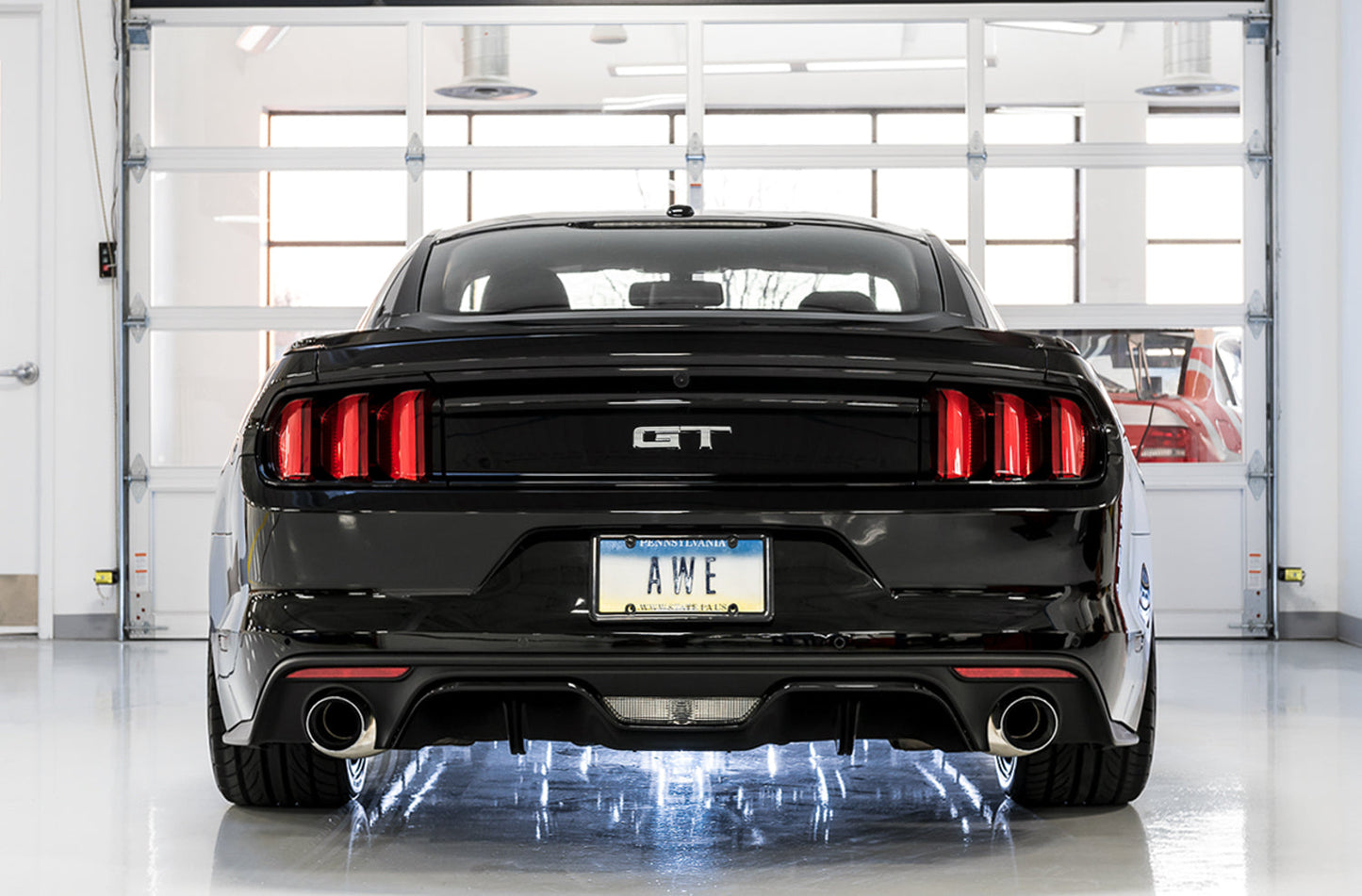 AWE Tuning Track Edition Cat-back Exhaust for S550 Mustang GT - Dual Tip - Chrome Silver Tips (3020-32028)