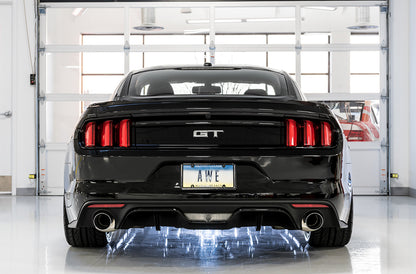 AWE Tuning Track Edition Cat-back Exhaust for S550 Mustang GT - Dual Tip - Chrome Silver Tips (3020-32028)