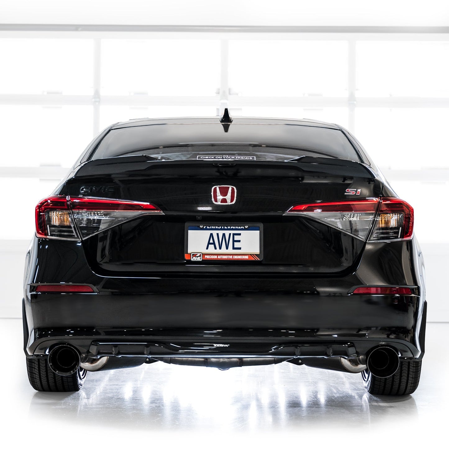 AWE Tuning Track Edition Catback Exhaust - Dual Diamond Black Tips for 22+ Honda Civic Si/Acura Integra (3020-33331)
