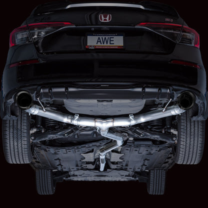 AWE Tuning Track Edition Catback Exhaust - Dual Diamond Black Tips for 22+ Honda Civic Si/Acura Integra (3020-33331)