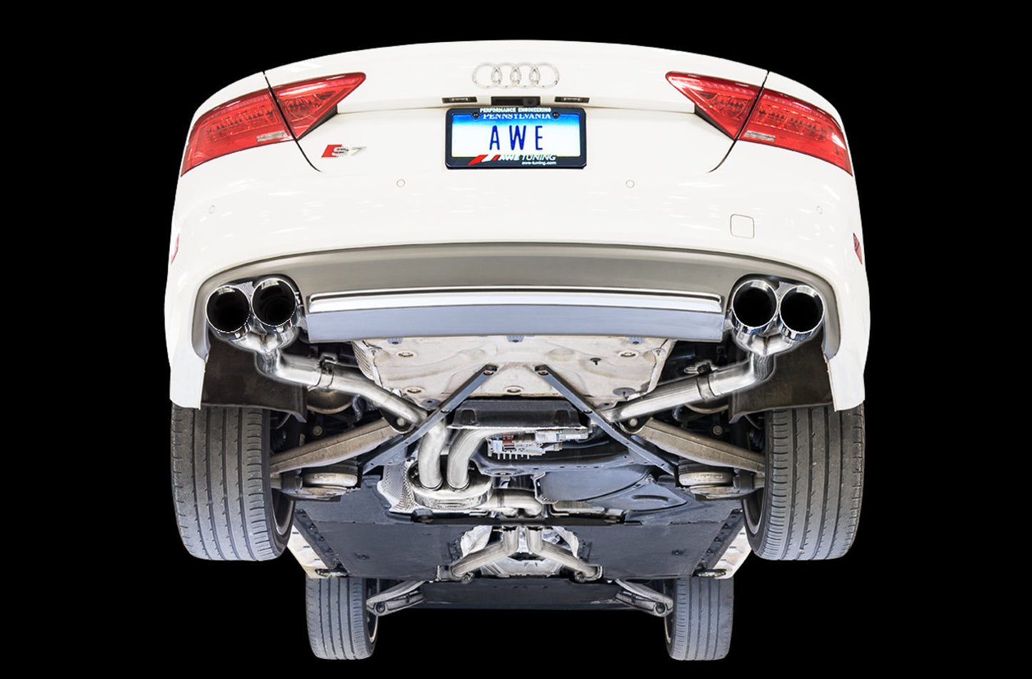 AWE Tuning Track Edition Exhaust for Audi C7 S7 4.0T - Chrome Silver Tips (3020-42044)