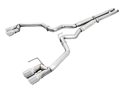 AWE Tuning Track Edition Cat-back Exhaust for the 2018+ Mustang GT - Quad Chrome Silver Tips (3020-42064)