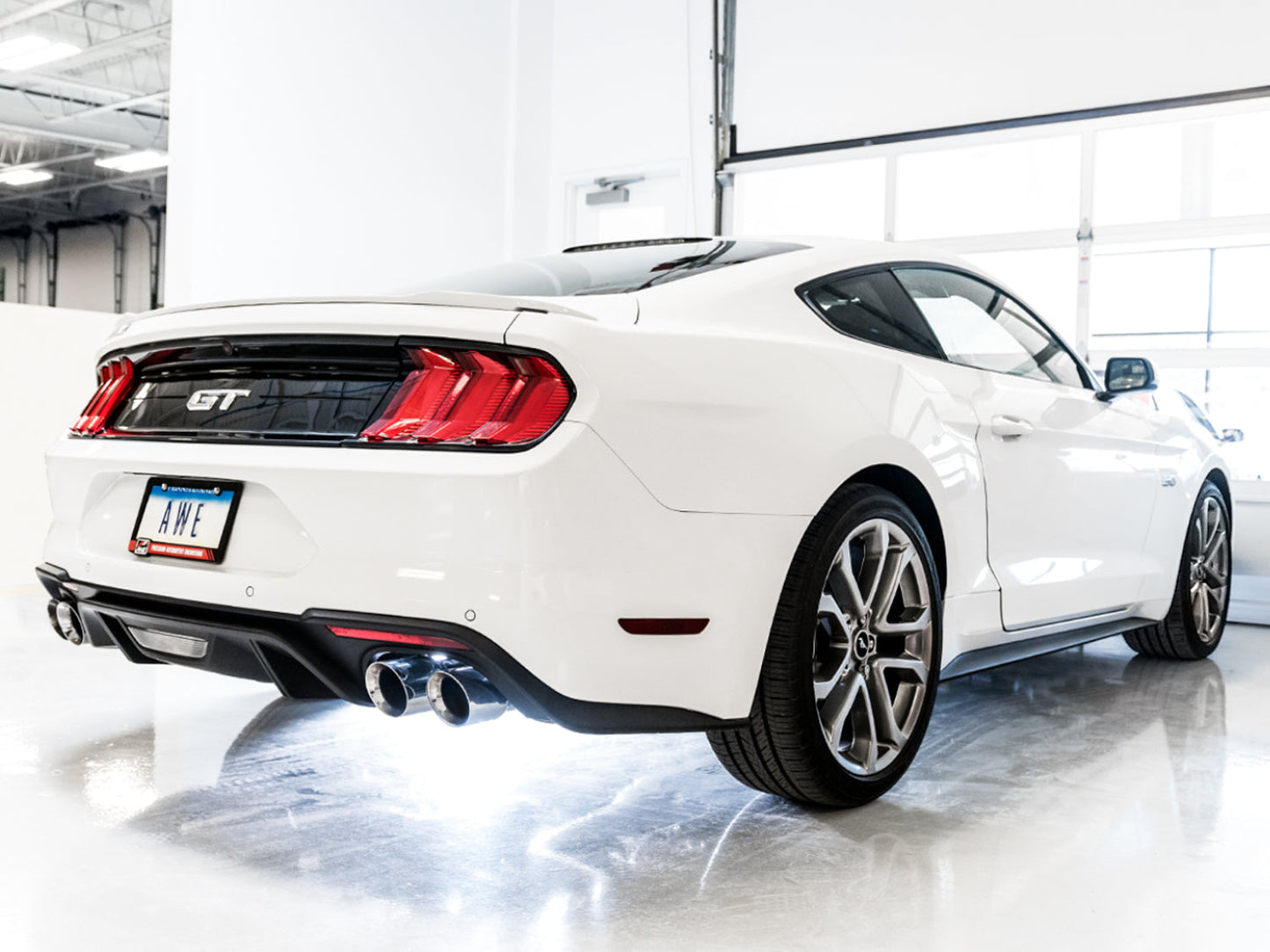 AWE Tuning Track Edition Cat-back Exhaust for the 2018+ Mustang GT - Quad Chrome Silver Tips (3020-42064)