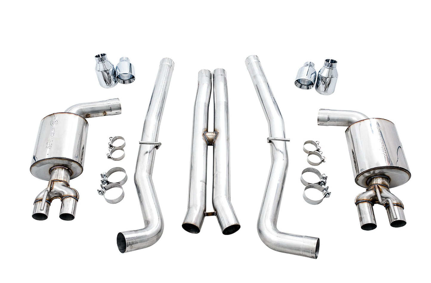 AWE Tuning Touring Edition Exhaust for 15+ Challenger 6.4 / 6.2 SC - Non-Resonated - Chrome Silver Quad Tips (3020-42074)