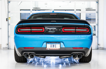 AWE Tuning Touring Edition Exhaust for 15+ Challenger 6.4 / 6.2 SC - Non-Resonated - Chrome Silver Quad Tips (3020-42074)