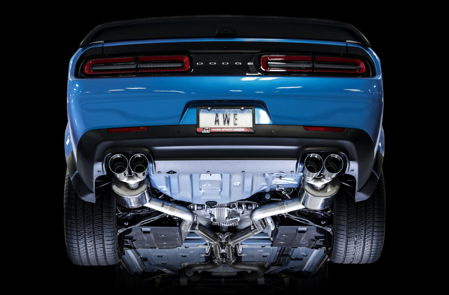 AWE Tuning Touring Edition Exhaust for 15+ Challenger 6.4 / 6.2 SC - Non-Resonated - Chrome Silver Quad Tips (3020-42074)