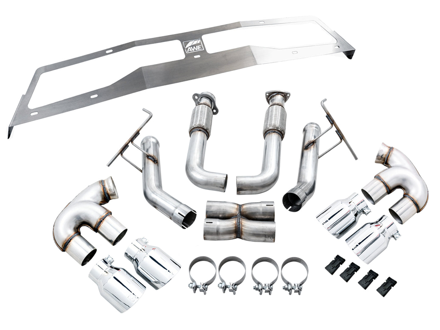 AWE Tuning Track Edition Exhaust for C8 Corvette - Chrome Silver Tips (3020-42080)