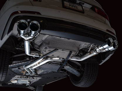 AWE Tuning Track Edition Exhaust - Chrome Silver Tips for 19-23 Audi C8 S6/S7 (3020-42101)