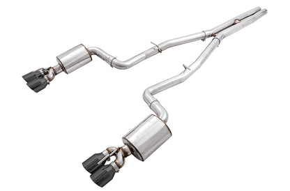 AWE Tuning Touring Edition Exhaust for 15+ Challenger 6.4 / 6.2 SC - Non-Resonated - Diamond Black Quad Tips (3020-43082)