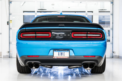 AWE Tuning Touring Edition Exhaust for 15+ Challenger 6.4 / 6.2 SC - Non-Resonated - Diamond Black Quad Tips (3020-43082)