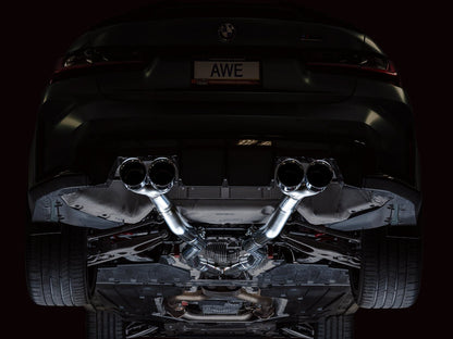 AWE Tuning Track Edition Catback Exhaust for BMW G8X M3/M4 - Chrome Silver Tips (3020-43482)