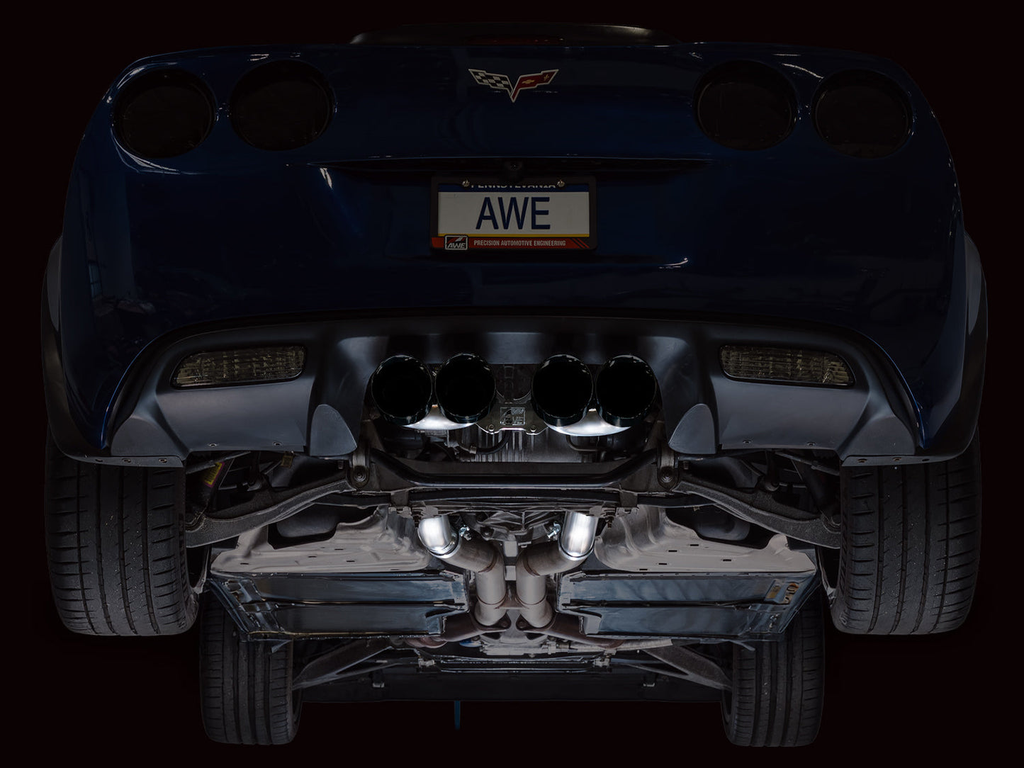 AWE Tuning 3020-43606 Axle-back Exhaust Diamond Black Tips For Corvette