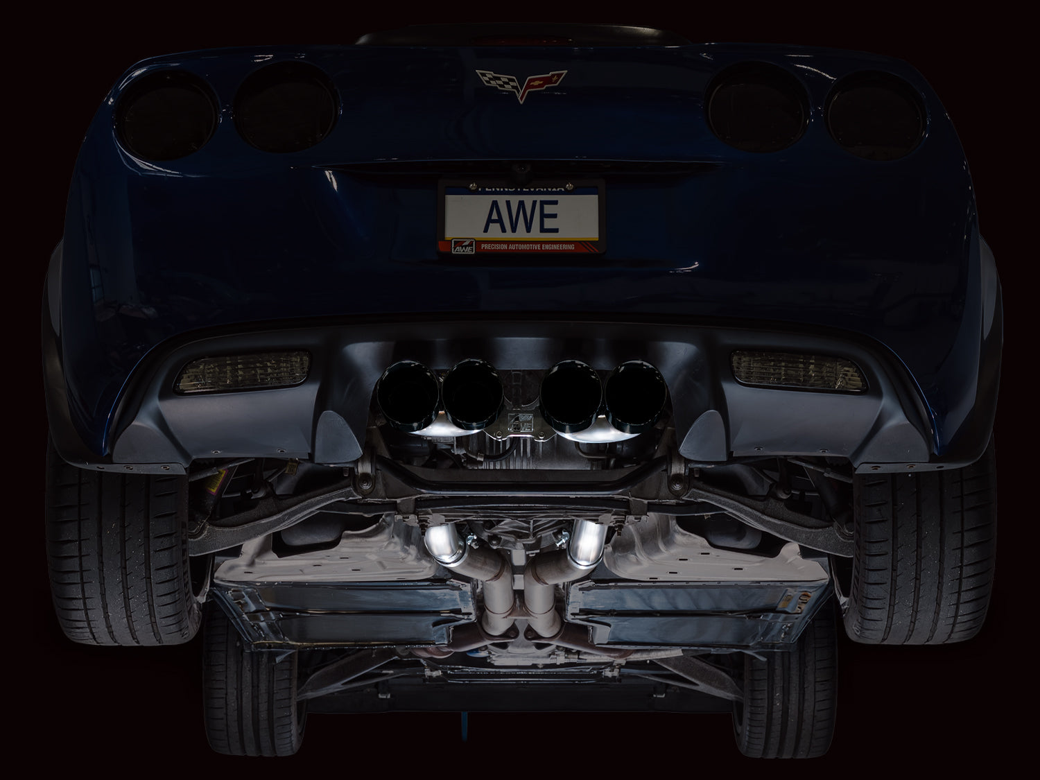 AWE Tuning 3020-43606 Axle-back Exhaust Diamond Black Tips For Corvette