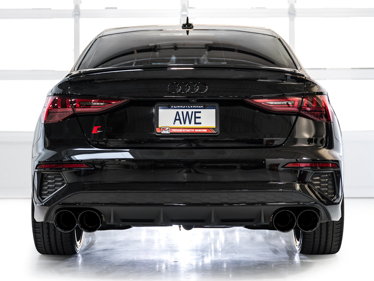 AWE Tuning Track Edition Exhaust Diamond Black Tips for 22-24 Audi 8Y S3 (3020-43897)