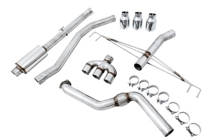 AWE Tuning Track Edition Exhaust for FK8 Civic Type R (includes Front Pipe) - Triple Chrome Silver Tips (3020-52000)
