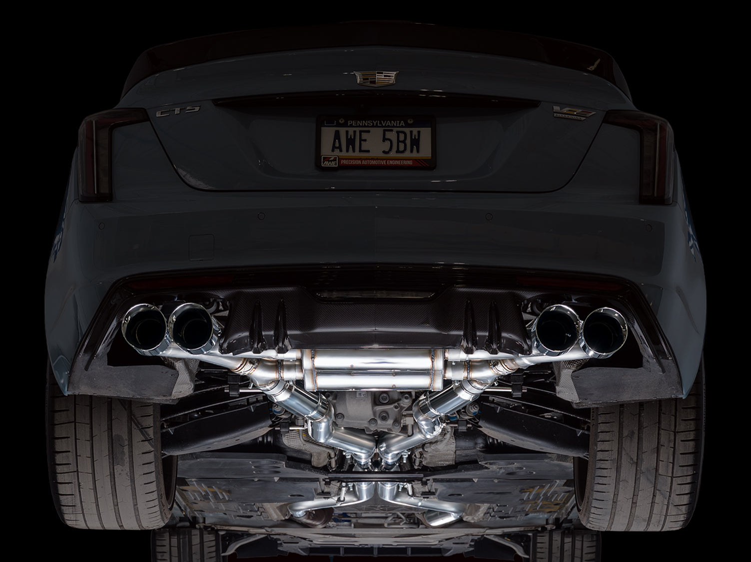 AWE 3025-42562 SwitchPath Exhaust Chrome Silver Tips For Cadillac CT5-V (22-26)