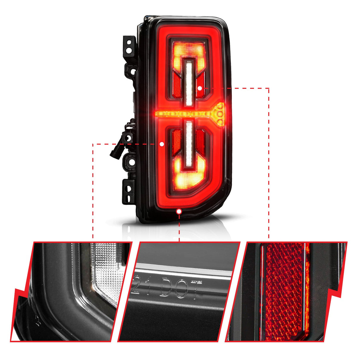 ANZO 21-25 Ford Bronco Full LED Tail Lights SeqSig Black (311490X)