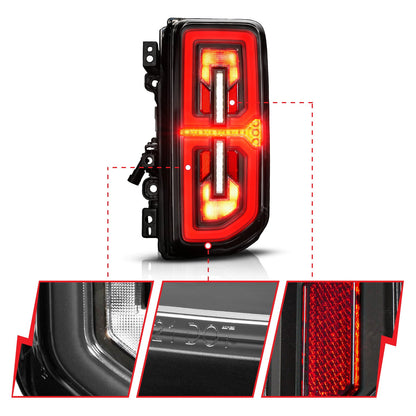 ANZO 21-25 Ford Bronco Full LED Tail Lights SeqSig Black (311490X)