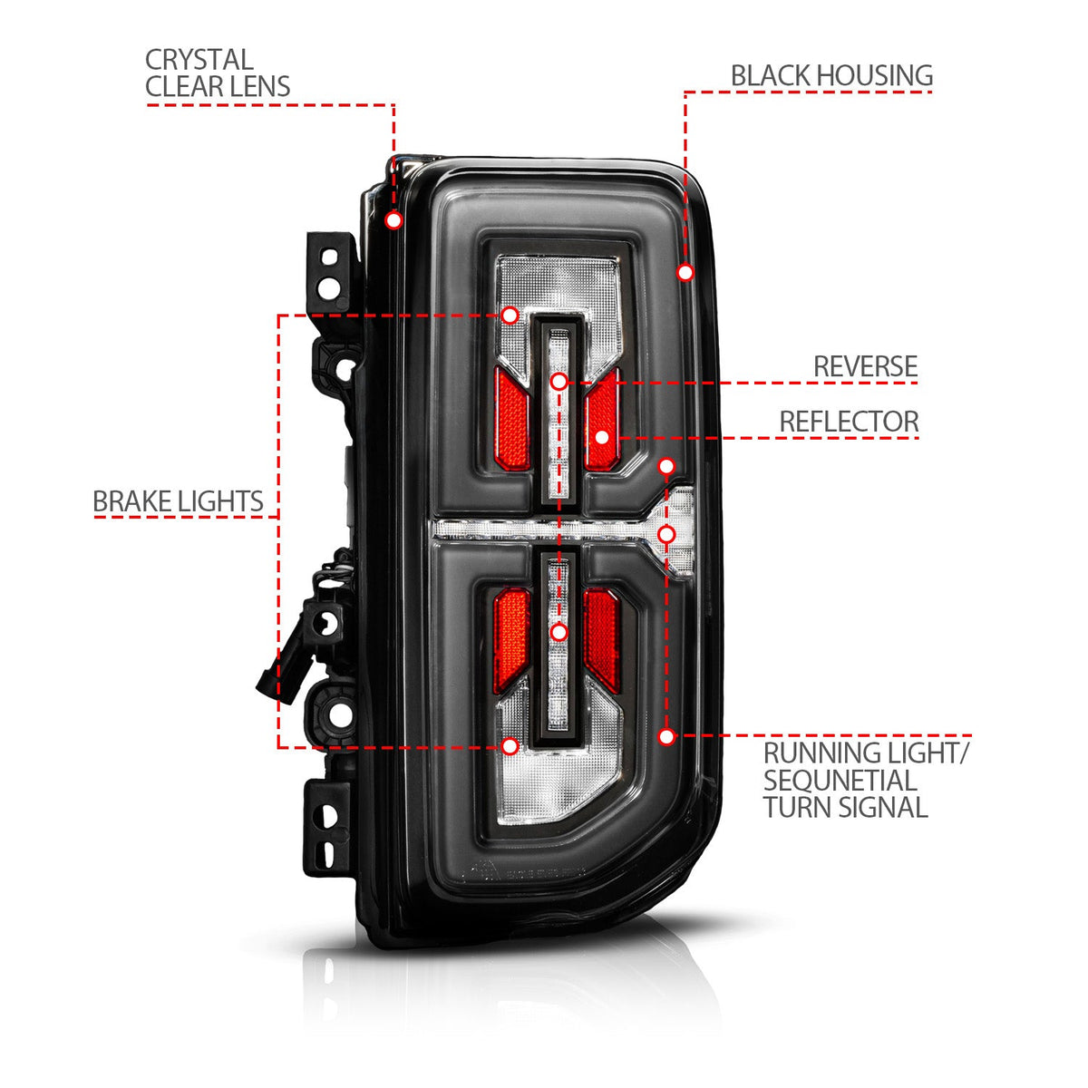 ANZO 21-25 Ford Bronco Full LED Tail Lights SeqSig Black (311490X)