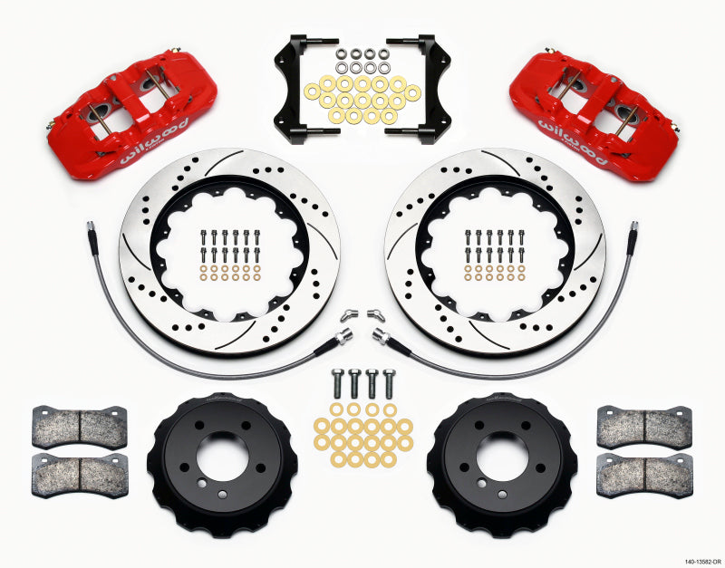 Wilwood AERO6 Front Hat Kit | BMW E90 Series (07-11) 14.00 Drilled Red (140-13582-DR)