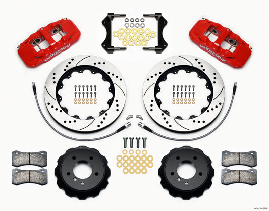 Wilwood AERO6 Front Hat Kit | BMW E90 Series (07-11) 14.00 Drilled Red (140-13582-DR)