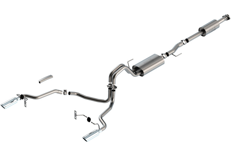 Borla 3.3L F-150 2021 Cat-Back | Ford F-150 (21) 3.3L / XL/XLT/Lariat/KR/Plnm/LTD | Split Rear Exit 4" Bright Chrome Tips (140879)