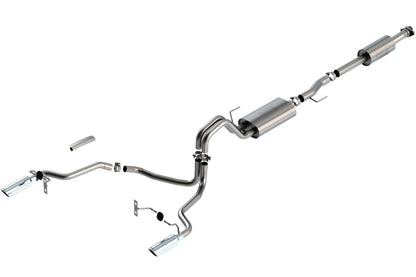 Borla 3.3L F-150 2021 Cat-Back | Ford F-150 (21) 3.3L / XL/XLT/Lariat/KR/Plnm/LTD | Split Rear Exit 4" Bright Chrome Tips (140879)
