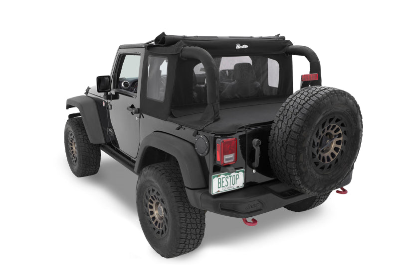 Bestop 53900-17 Halftop Soft Top Black Twill for 07-18 Jeep Wrangler JK 2DR
