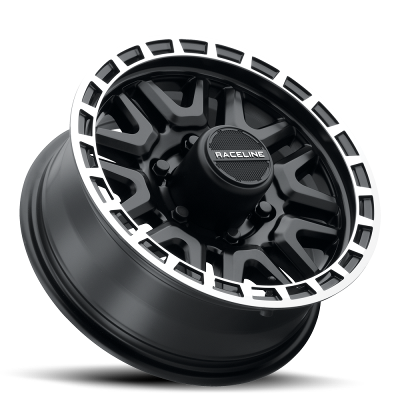 (set of 4) Raceline 953 Krank Black & Machined | 15x6" +0mm | 6x139.7mm Wheel