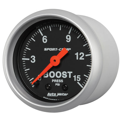 AutoMeter 2-1/16in 0-15 PSI Mechanical Sport-Comp Boost Pressure Gauge (3302)
